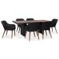 Preview: ARDEBO.de - 7-tlg. Garten-Essgruppe mit Auflagen Poly Rattan Schwarz