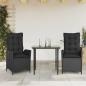 Preview: ARDEBO.de - 3-tlg. Garten-Essgruppe mit Kissen Schwarz Poly Rattan