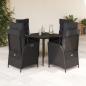 Preview: ARDEBO.de - 5-tlg. Garten-Essgruppe mit Kissen Schwarz Poly Rattan