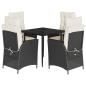 Preview: 5-tlg. Garten-Essgruppe mit Kissen Schwarz Poly Rattan