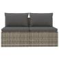 Preview: Gartensofa 2-Sitzer mit Kissen Grau Poly Rattan