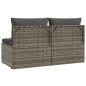 Preview: Gartensofa 2-Sitzer mit Kissen Grau Poly Rattan