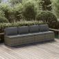 Preview: ARDEBO.de - 4-tlg. Garten-Lounge-Set mit Kissen Grau Poly Rattan