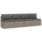 Preview: 4-tlg. Garten-Lounge-Set mit Kissen Grau Poly Rattan