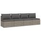 Preview: 4-tlg. Garten-Lounge-Set mit Kissen Grau Poly Rattan