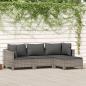 Preview: ARDEBO.de - 4-tlg. Garten-Lounge-Set mit Kissen Grau Poly Rattan