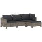 Preview: 4-tlg. Garten-Lounge-Set mit Kissen Grau Poly Rattan