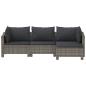Preview: 4-tlg. Garten-Lounge-Set mit Kissen Grau Poly Rattan