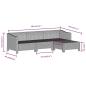 Preview: 4-tlg. Garten-Lounge-Set mit Kissen Grau Poly Rattan