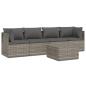 Preview: ARDEBO.de - 5-tlg. Garten-Lounge-Set mit Kissen Grau Poly Rattan