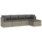 Preview: 5-tlg. Garten-Lounge-Set mit Kissen Grau Poly Rattan