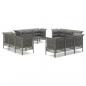 Preview: 12-tlg. Garten-Lounge-Set mit Kissen Grau Poly Rattan