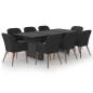 Preview: 9-tlg. Garten-Essgruppe Poly Rattan Schwarz