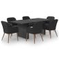Preview: 7-tlg. Garten-Essgruppe Poly Rattan Schwarz