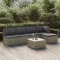 Preview: ARDEBO.de - 6-tlg. Garten-Lounge-Set mit Kissen Grau Poly Rattan