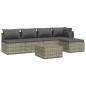 Preview: 6-tlg. Garten-Lounge-Set mit Kissen Grau Poly Rattan