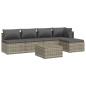 Preview: 6-tlg. Garten-Lounge-Set mit Kissen Grau Poly Rattan