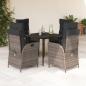 Preview: ARDEBO.de - 5-tlg. Garten-Essgruppe mit Kissen Grau Poly Rattan