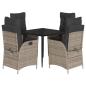 Preview: 5-tlg. Garten-Essgruppe mit Kissen Grau Poly Rattan