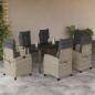 Preview: ARDEBO.de - 7-tlg. Garten-Essgruppe mit Kissen Hellgrau Poly Rattan