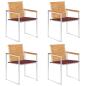 Preview: ARDEBO.de - Gartenstühle 4 Stk. mit Kissen Massivholz Teak