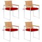 Preview: ARDEBO.de - Gartenstühle 4 Stk. mit Kissen Massivholz Teak