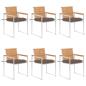 Preview: ARDEBO.de - Gartenstühle 6 Stk. mit Kissen Massivholz Teak