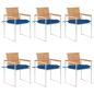 Preview: ARDEBO.de - Gartenstühle 6 Stk. mit Kissen Massivholz Teak