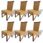 Preview: ARDEBO.de - Esszimmerstühle 6 Stk. Natur Rattan Braun
