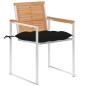 Preview: Gartenstühle mit Kissen 2 Stk. Massivholz Teak und Stahl