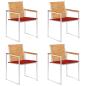 Preview: ARDEBO.de - Gartenstühle 4 Stk. mit Kissen Massivholz Teak