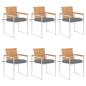 Preview: ARDEBO.de - Gartenstühle 6 Stk. mit Kissen Massivholz Teak
