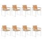 Preview: ARDEBO.de - Gartenstühle 8 Stk. mit Kissen Massivholz Teak