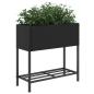 Preview: Pflanzkübel mit Ablage Schwarz Poly Rattan