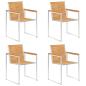 Preview: ARDEBO.de - 4 Stk. Gartenstühle Massivholz Teak und Edelstahl
