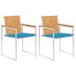 Preview: ARDEBO.de - Gartenstühle mit Kissen 2 Stk. Massivholz Teak und Stahl
