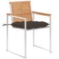 Preview: Gartenstühle mit Kissen 2 Stk. Massivholz Teak und Stahl