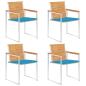 Preview: ARDEBO.de - Gartenstühle 4 Stk. mit Kissen Massivholz Teak