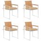 Preview: ARDEBO.de - Gartenstühle 4 Stk. mit Kissen Massivholz Teak