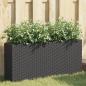 Preview: ARDEBO.de - Hochbeet mit 2 Fächern Schwarz 90x20x40 cm Poly Rattan