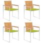Preview: ARDEBO.de - Gartenstühle 4 Stk. mit Kissen Massivholz Teak