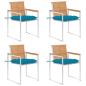 Preview: ARDEBO.de - Gartenstühle 4 Stk. mit Kissen Massivholz Teak