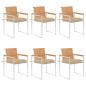 Preview: ARDEBO.de - Gartenstühle 6 Stk. mit Kissen Massivholz Teak