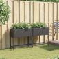 Preview: Hochbeete mit Ablage 2 Stk. Schwarz 70x28x70 cm Poly Rattan