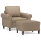 Preview: Sessel mit Hocker Cappuccino-Braun 60 cm Kunstleder
