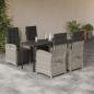 Preview: ARDEBO.de - 5-tlg. Garten-Essgruppe mit Kissen Hellgrau Poly Rattan