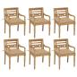 Preview: ARDEBO.de - Batavia-Stühle mit Kissen 6 Stk. Massivholz Teak