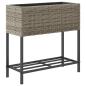Preview: Hochbeete mit Ablage 2 Stk. Grau 70x28x70 cm Poly Rattan