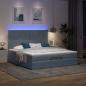 Preview: Ottoman-Bett mit Matratzen & LEDs Dunkelgrau 160x200 cm Samt