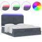 Preview: Ottoman-Bett mit Matratzen & LEDs Dunkelgrau 160x200 cm Samt
